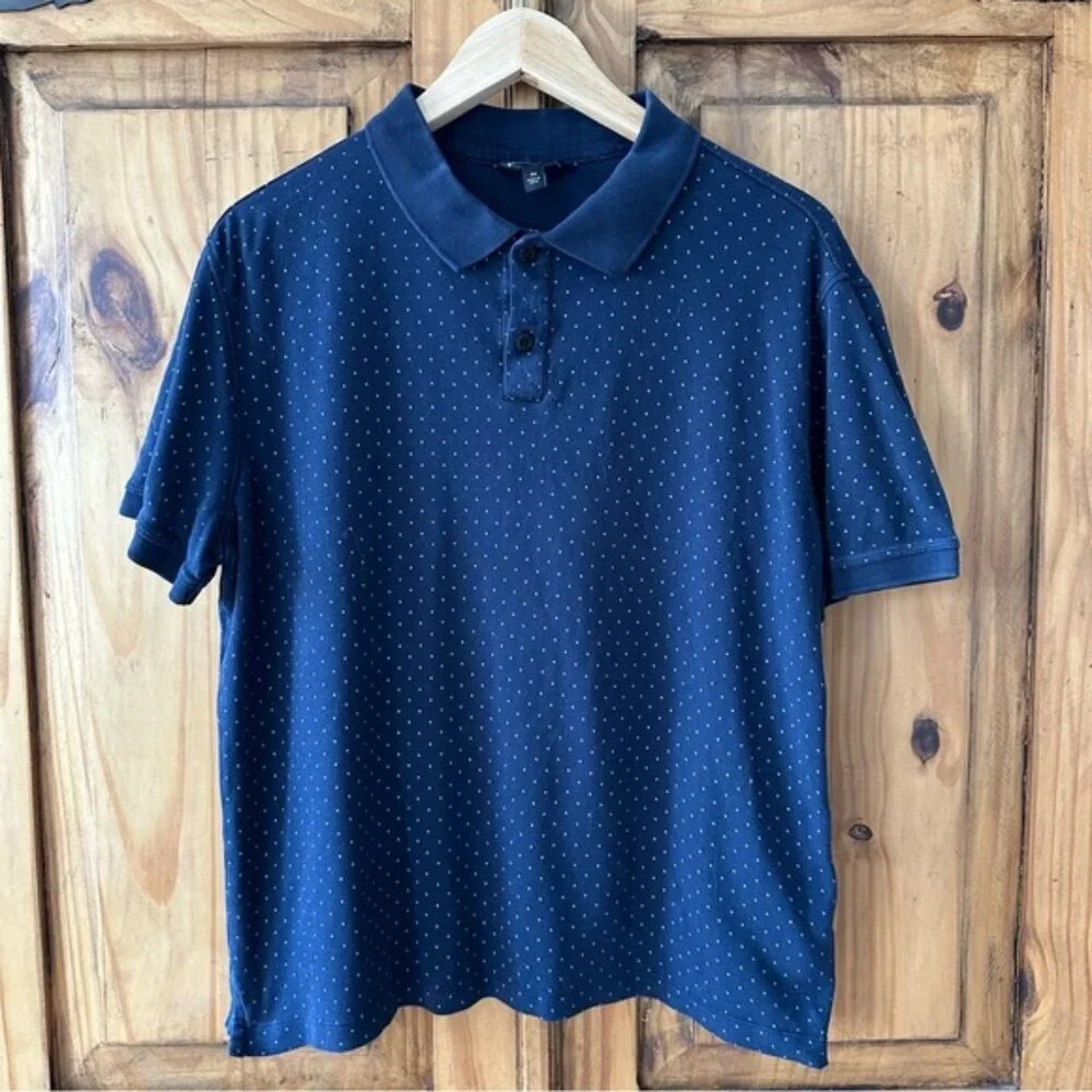 Men’s Banana Republic Navy Blue Pin Dot Golf Shirt - Medium